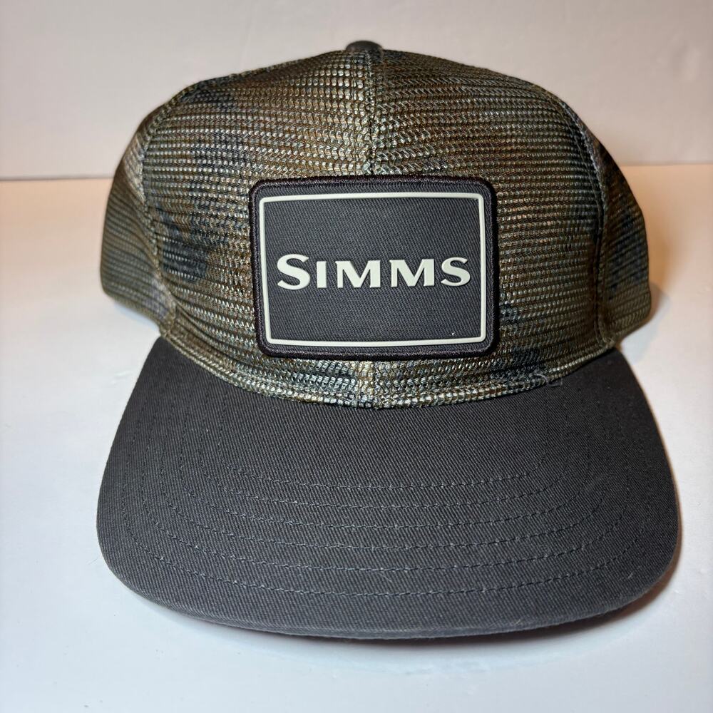 SIMMS Mesh All-Over Trucker hat Camo Pattern Rubber Patch Snapback